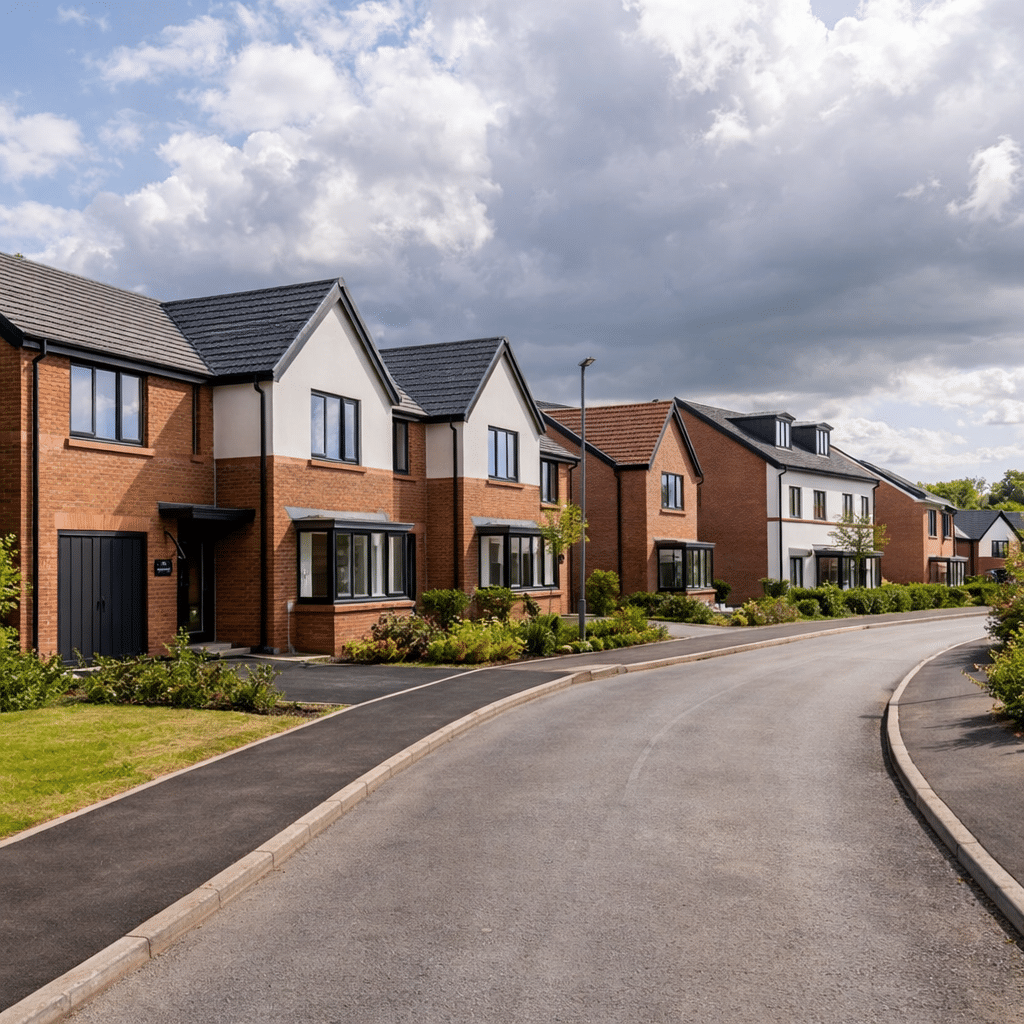 Modern homes in Burnley showing tiled roofing on new build residential properties